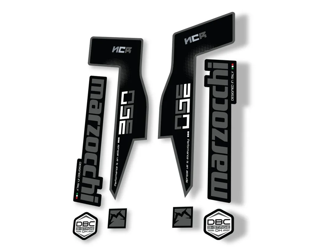 Marzocchi 350 NCR 2018 Fork Suspension Sticker Decal Adhesive Kit Gray - 1