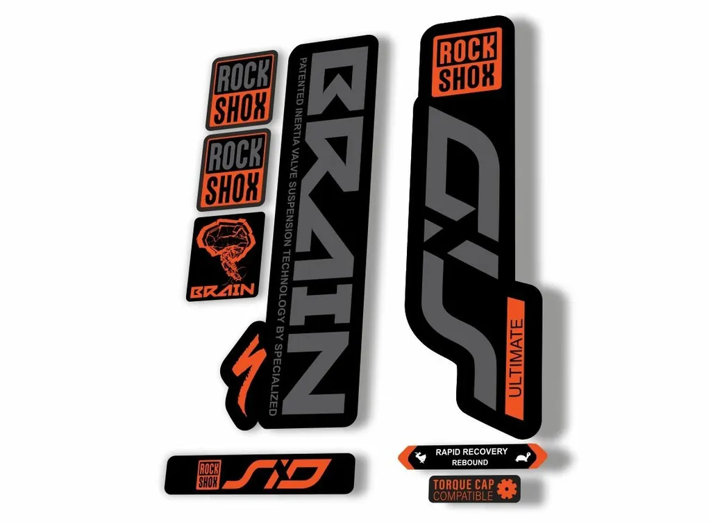 Rock Shox SID Brain ULTIMATE 2020 Mountain Bike Cycling Decal Sticker OrangeGray - 1