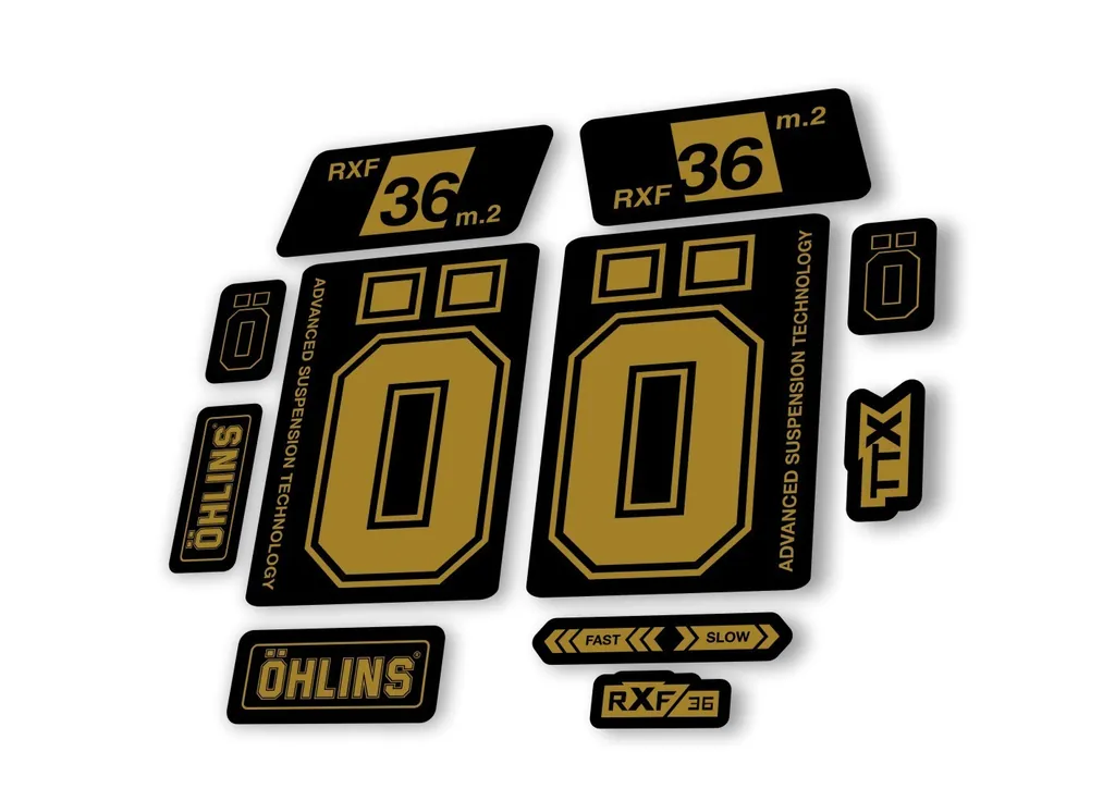 Ohlins RXF 36 M.2 2022 Fork Decal Mountain Bike Cycling Sticker Adhesive Gold - 1