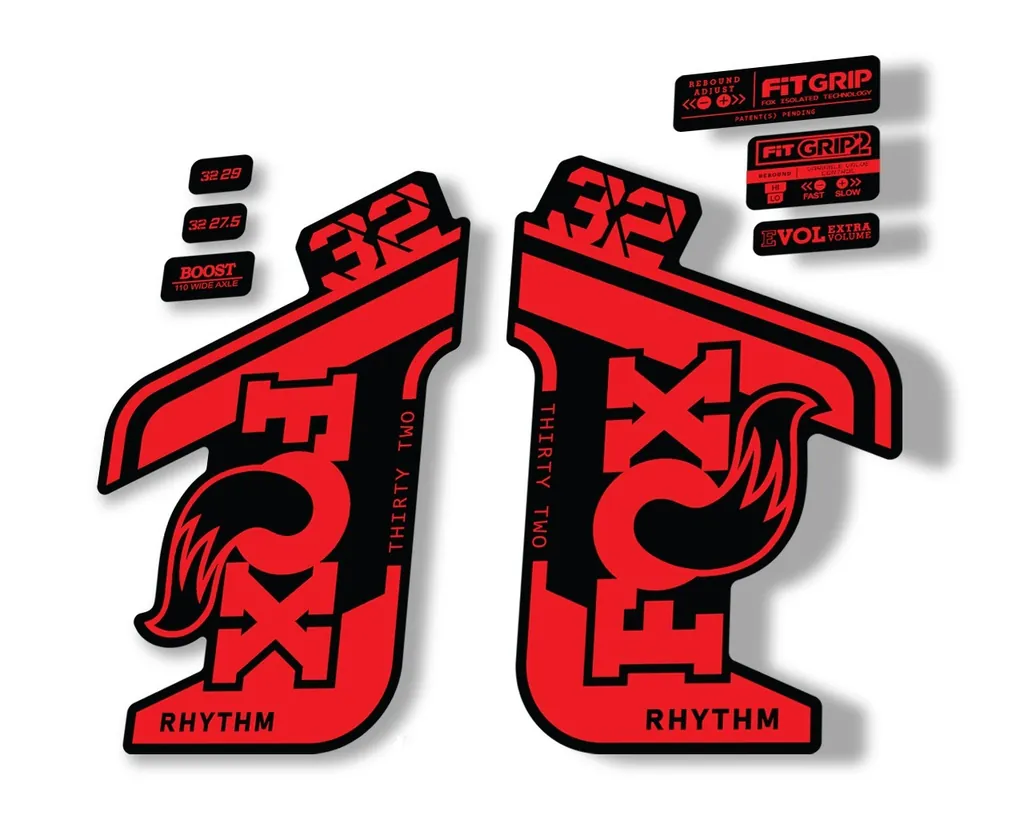 FOX 32 Rhythm 2021 Factory Fork Decals Suspension Sticker Red - 1