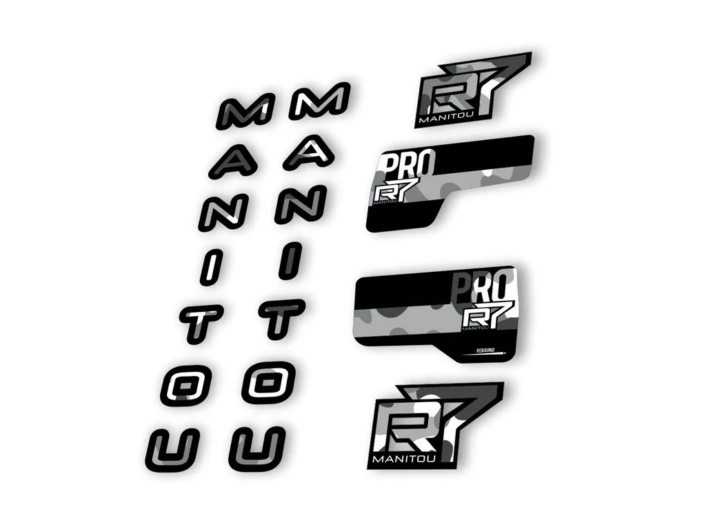 Manitou R7 Pro 2020 Fork Suspension Decal Kit Sticker Set White Camo - 1
