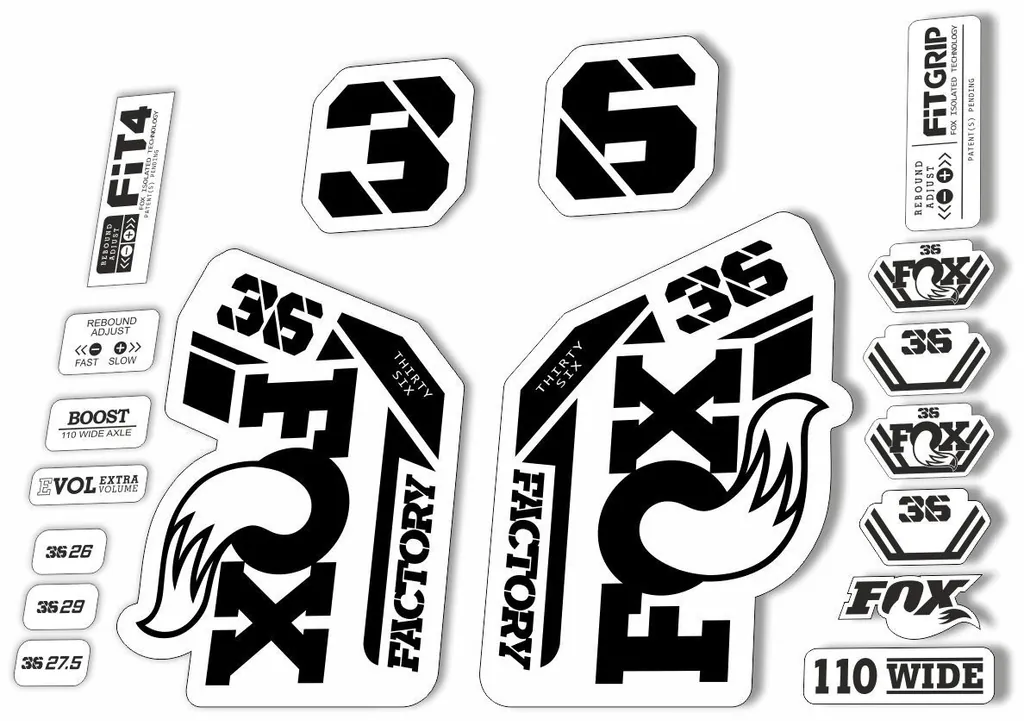 FOX 36 Fork Decal Sticker Set 2021 Factory MTB Suspension Graphics – Black - 1