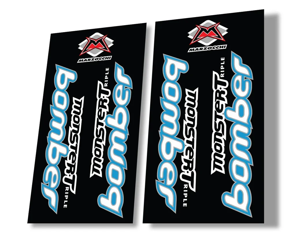 Marzocchi Bomber Monster Triple 1999 Suspension Decal Kit Sticker Set Blue - 1