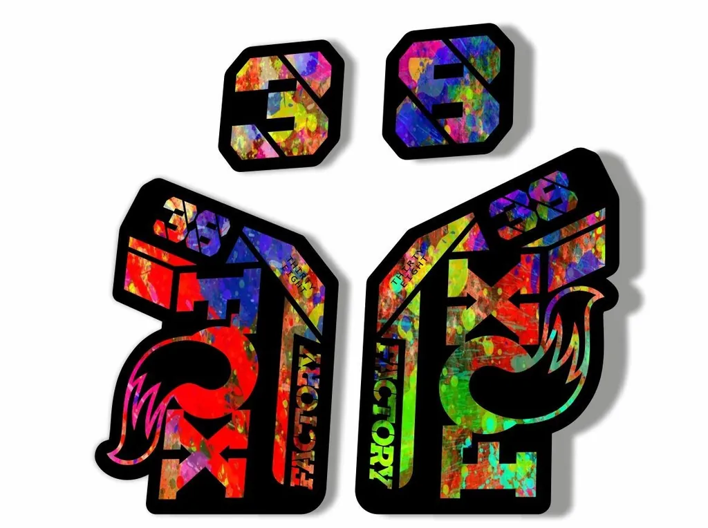 FOX 38 2021 Factory Forks Suspension Decals Sticker Set Adhesive Oil Slick - 1