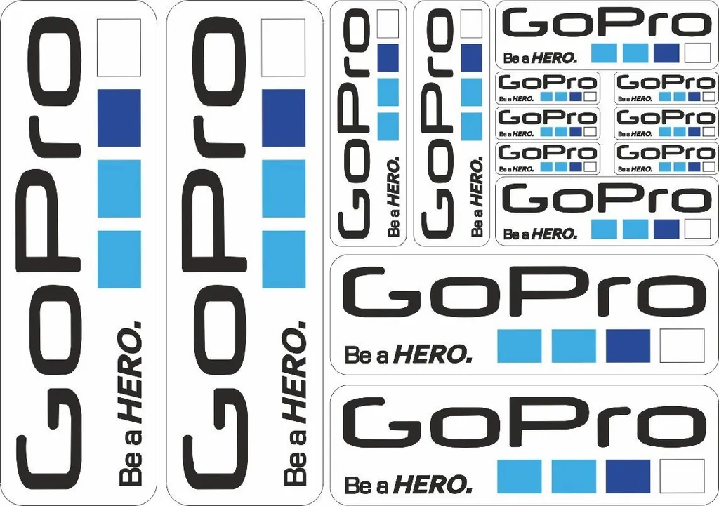 GoPro Hero Action Camera Replacement Decals Stickers Graphic Vinyl 14 Pcs B/W - 1