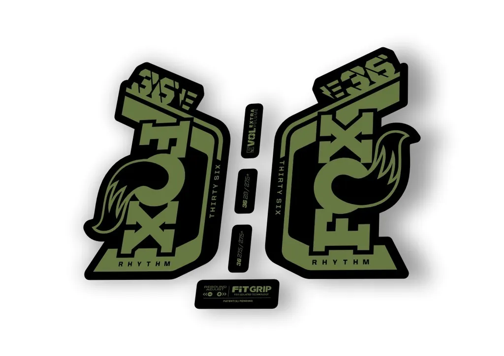 Fox 36 Rhythm E Bike 2024Fork Suspension Factory Decal Sticker Adhesive Olive - 1