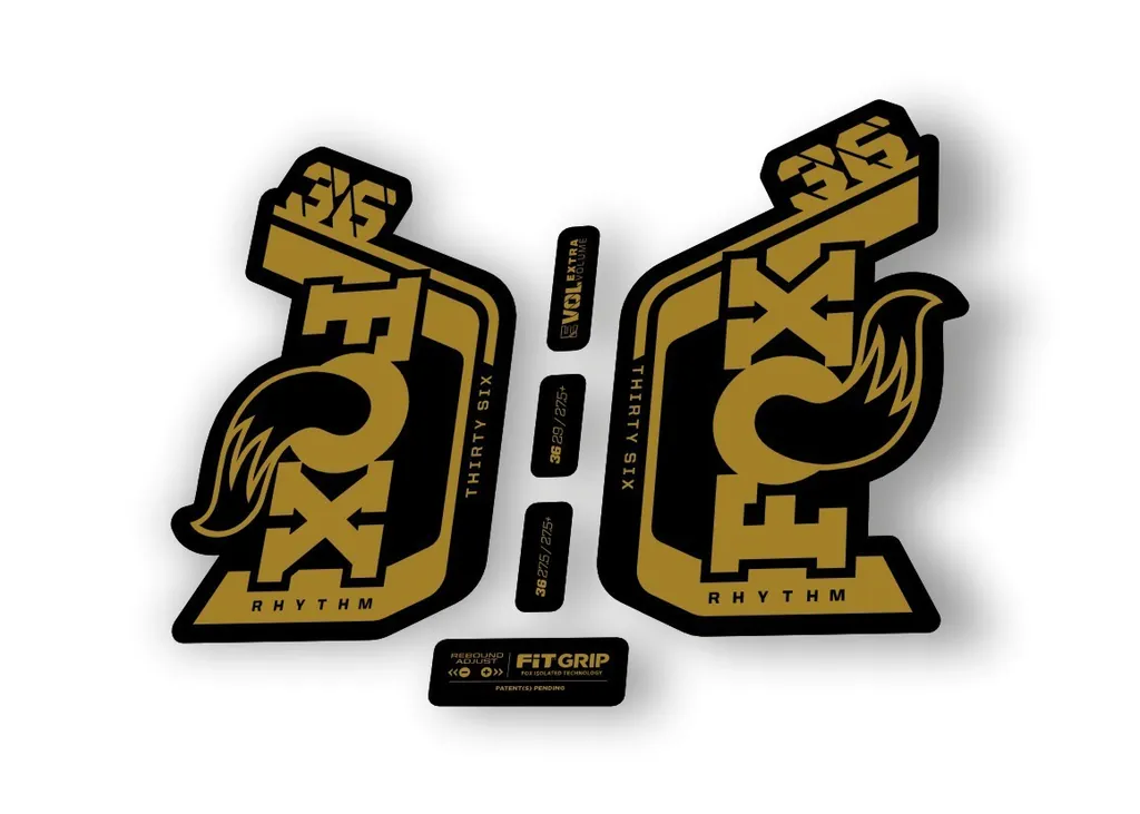 Fox 36 Rhythm 2024 Fork Suspension Factory Decal Sticker Adhesive Gold - 1
