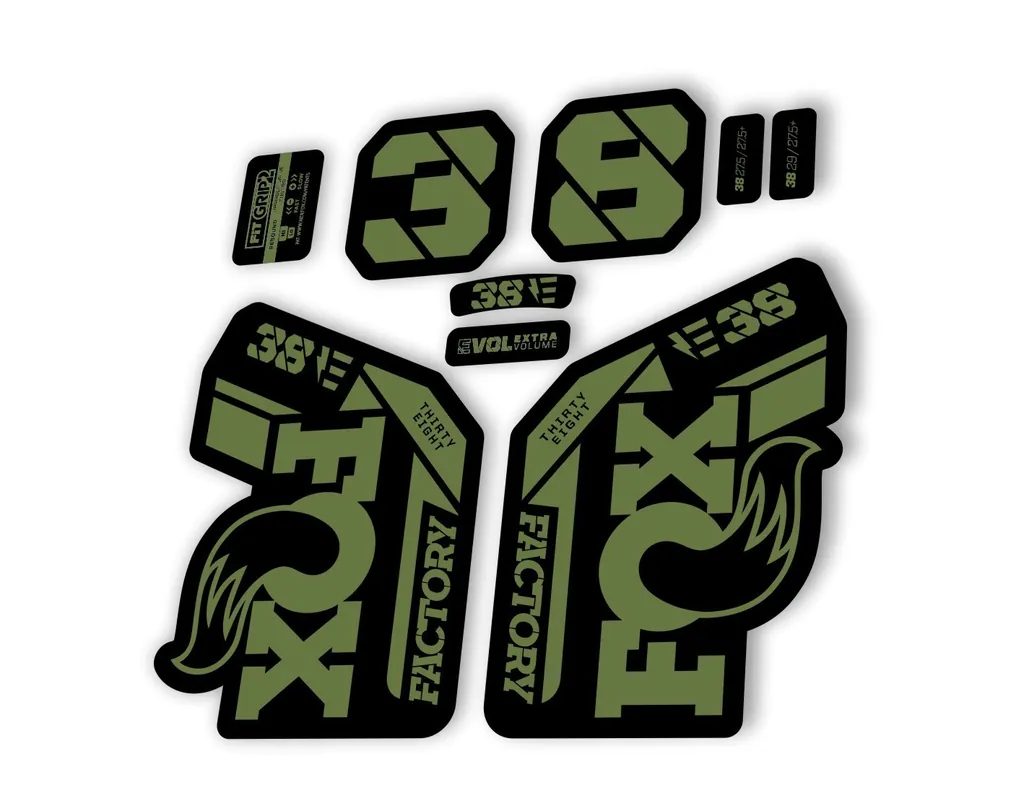 FOX 38 2021 E Bike Forks Suspension Factory Decal Sticker Adhesive Olive - 1