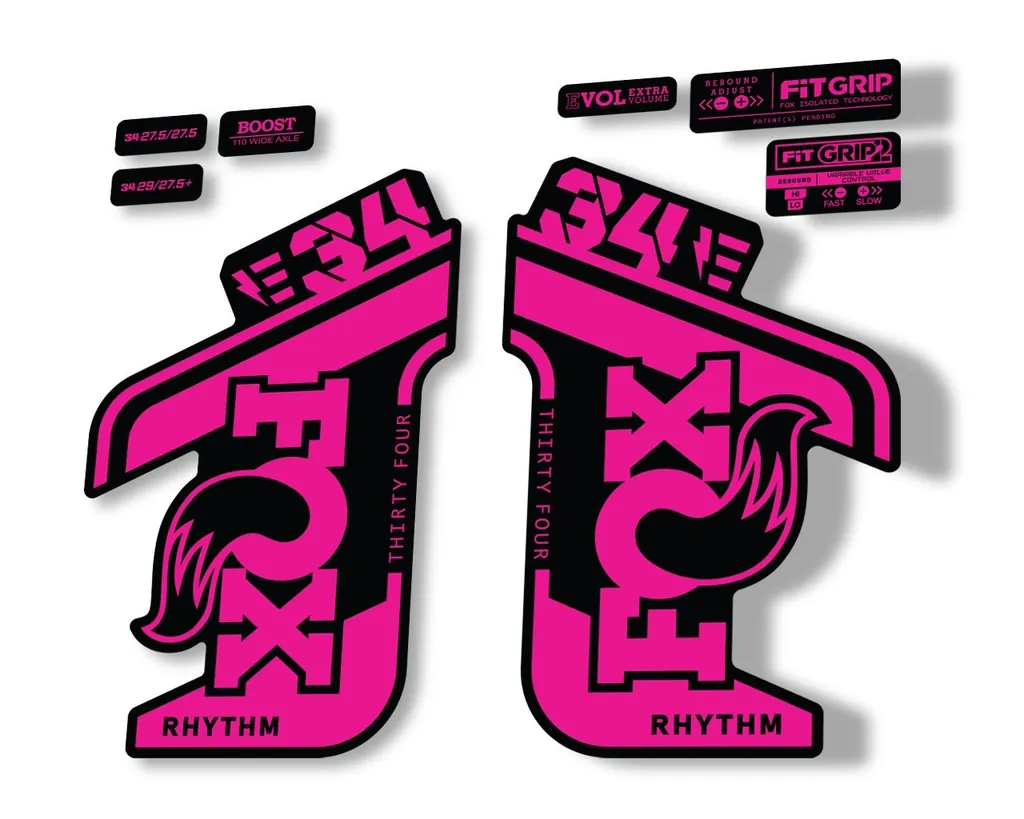 FOX 34 Rhythm E Bike 2021 Fork Decals Suspension Sticker Adhesive Pink - 1