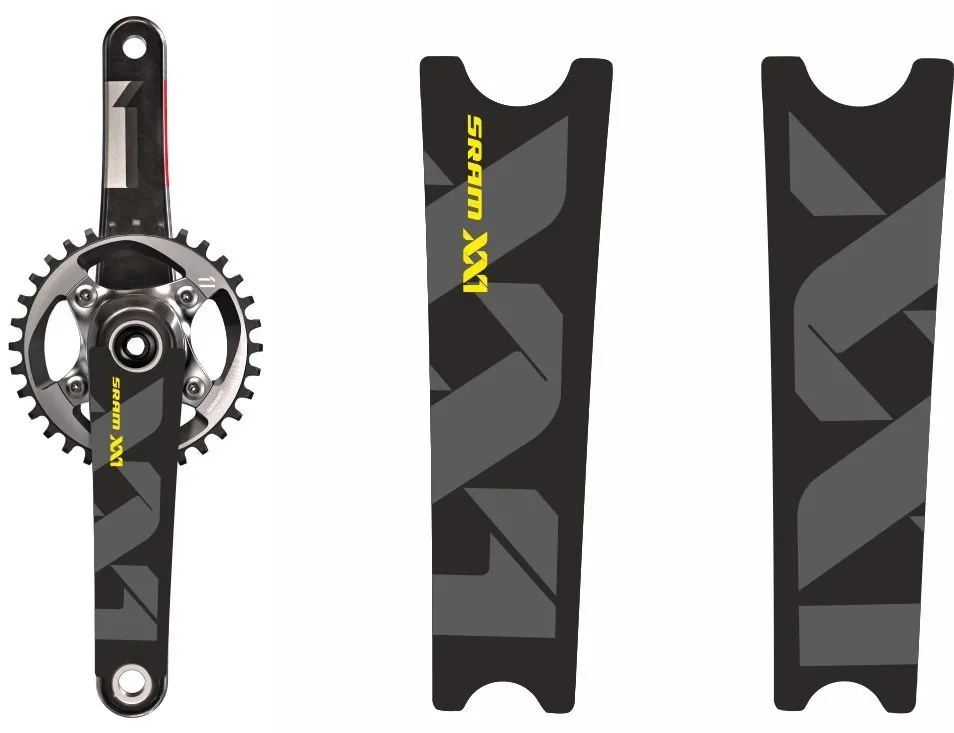 Crank Set Stickers Decals SRAM XX1 Mountain Bike Bicycle Adhesive 2Pc Yellow #1 - 1