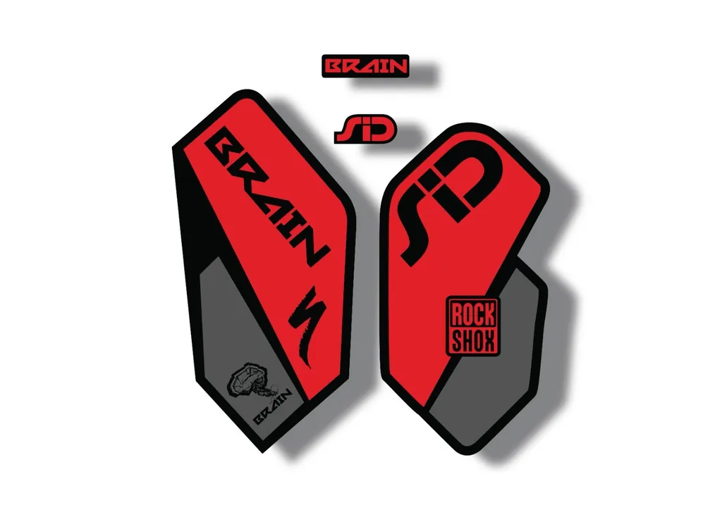 Rock Shox SID Brain 2012 Mountain Bike Cycling Decal Sticker Adhesive Red Gray - 1