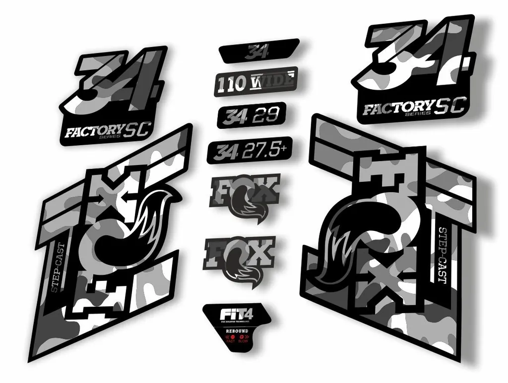 FOX 34 Step Cast SC 2019 Fork Suspension Factory Decal Stickers Adhesive Camo 1 - 1