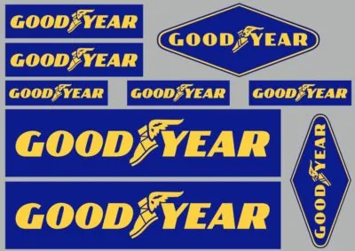 GOODYEAR Decals Quality Stickers Vinyl Graphic Set Logo Adhesive Kit 9 Pcs - 1
