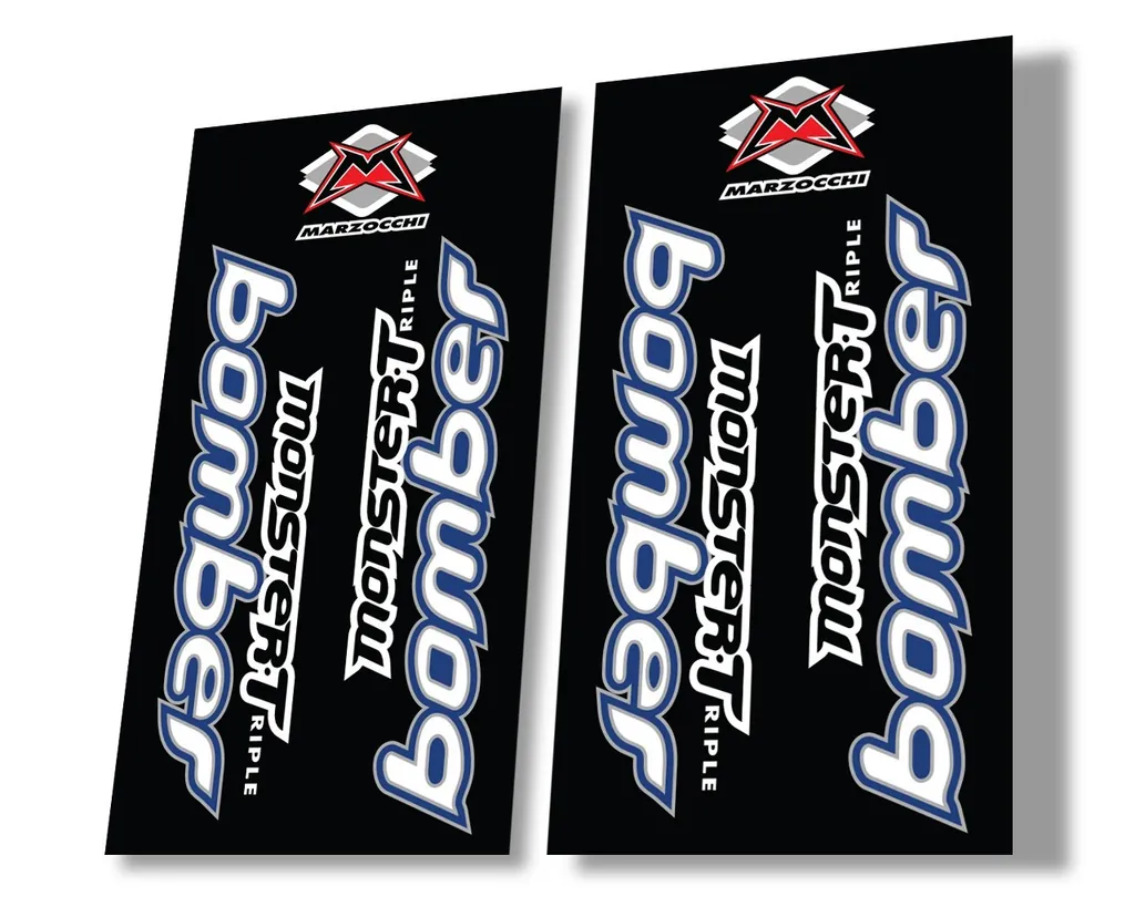Marzocchi Bomber Monster Triple 1999 Suspension Decal Kit Sticker Set Dark Blue - 1