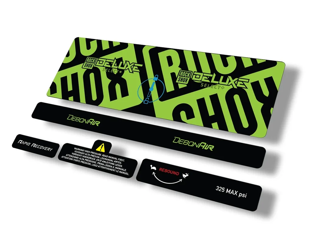 Rock Shox 2021 Deluxe Select Plus Rear Shock Decal Sticker Adhesive Set Green - 1