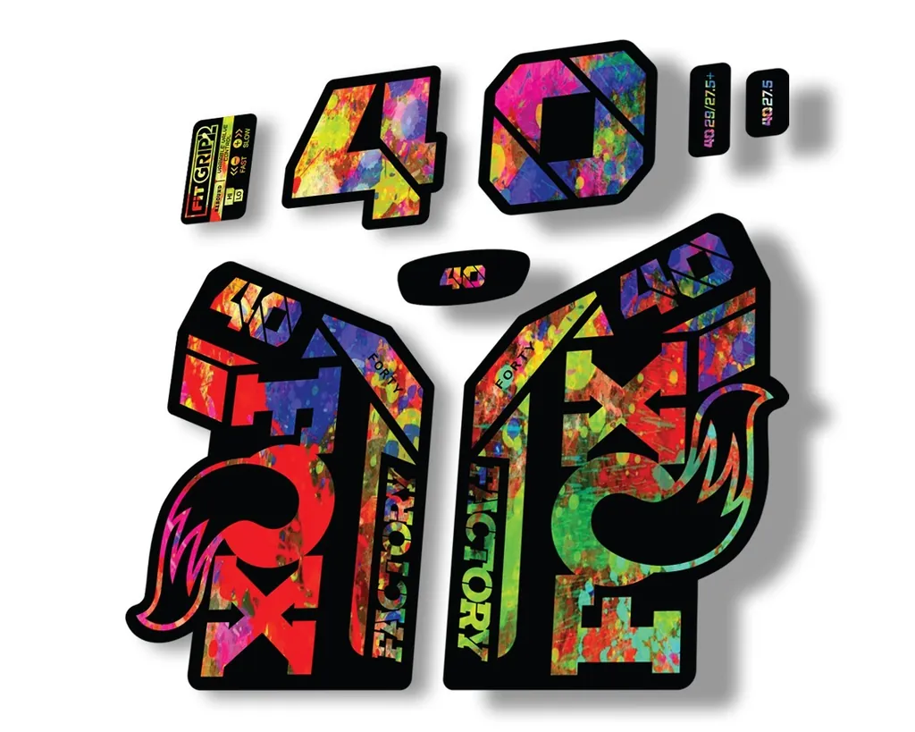 FOX 40 2021 Factory Forks Suspension Decals Sticker Set Adhesive Oil Slick - 1