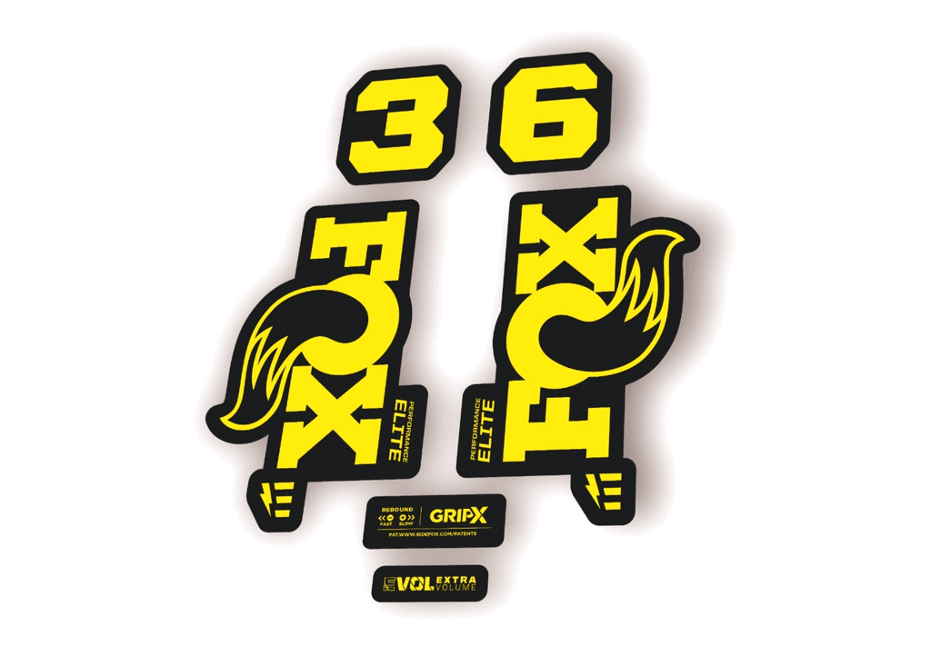 FOX 36 Elite E-Optimized 2026 Fork Factory Decal Sticker Adhesive Yellow - 1
