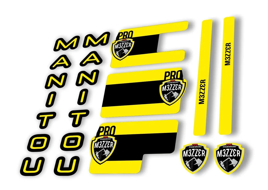 Manitou Mezzer Pro 2020 Fork Suspension Decal Kit Sticker Set Yellow - 1