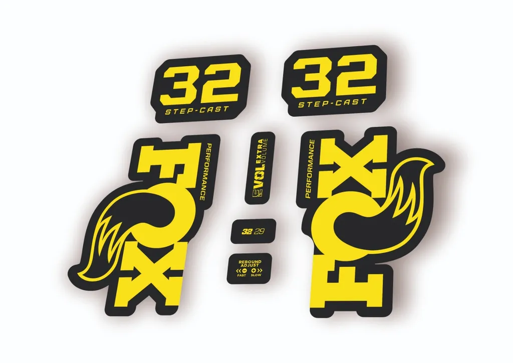 Fox 32 Step Cast Performance 2025 Fork Factory Decal Sticker Adhesive Yellow - 1
