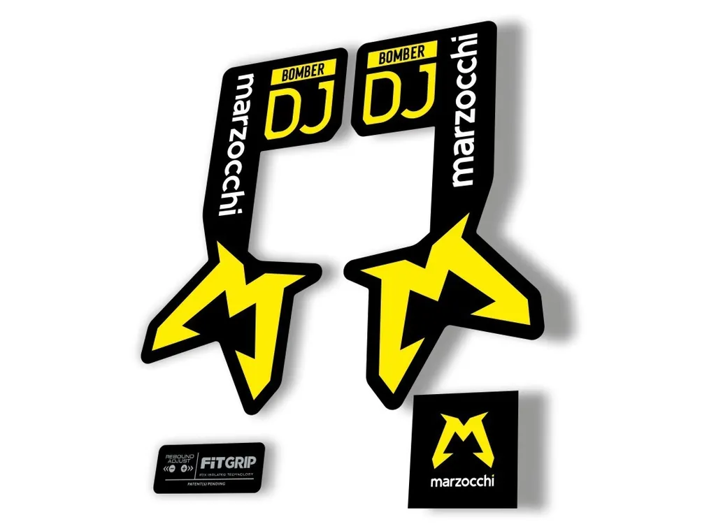 Marzocchi Bomber DJ 2025 Fork Suspension Sticker Decal Kit Adhesive Yellow - 1