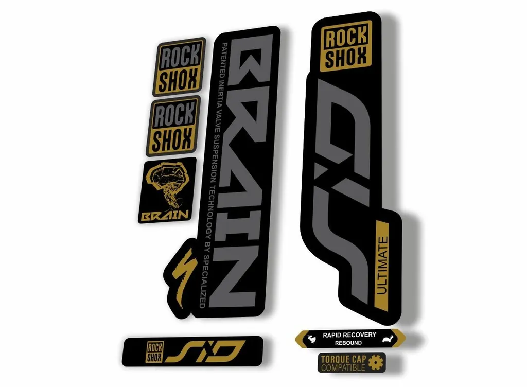 Rock Shox SID Brain ULTIMATE 2020 Mountain Bike Cycling Decal Sticker Gold Gray - 1