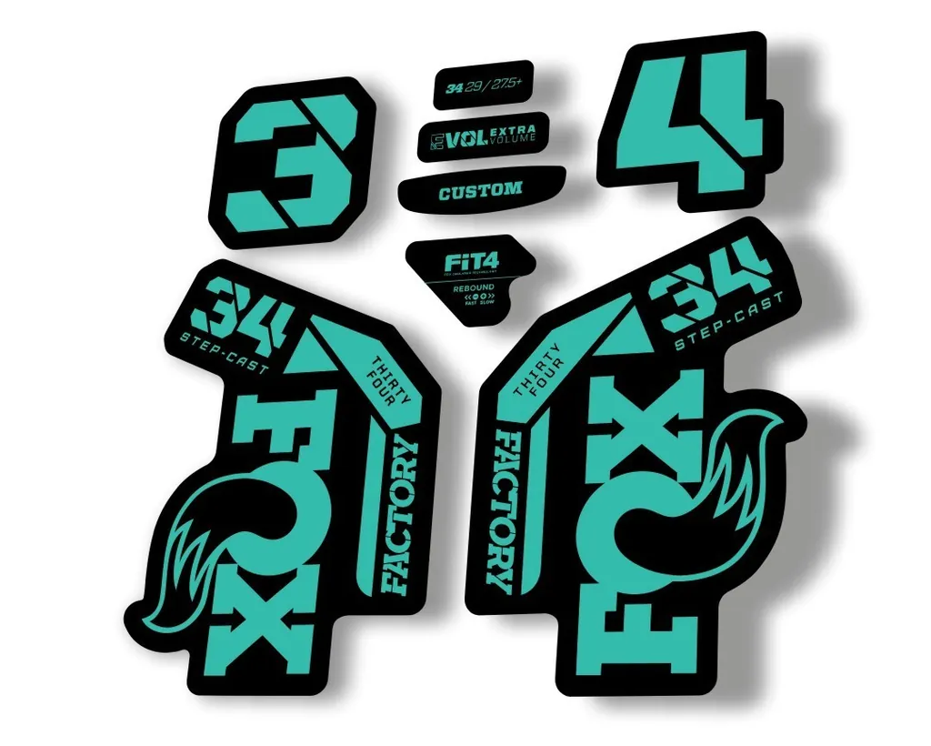 FOX 34 Step Cast SC 2023 Factory Fork Decals Suspension Sticker Dolphin - 1