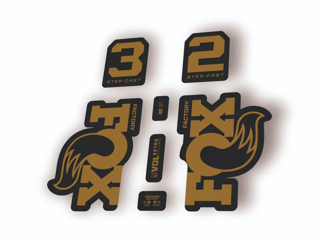 Fox 32 Step Cast 2025 Fork Suspension Factory Decal Sticker Adhesive Gold - 1