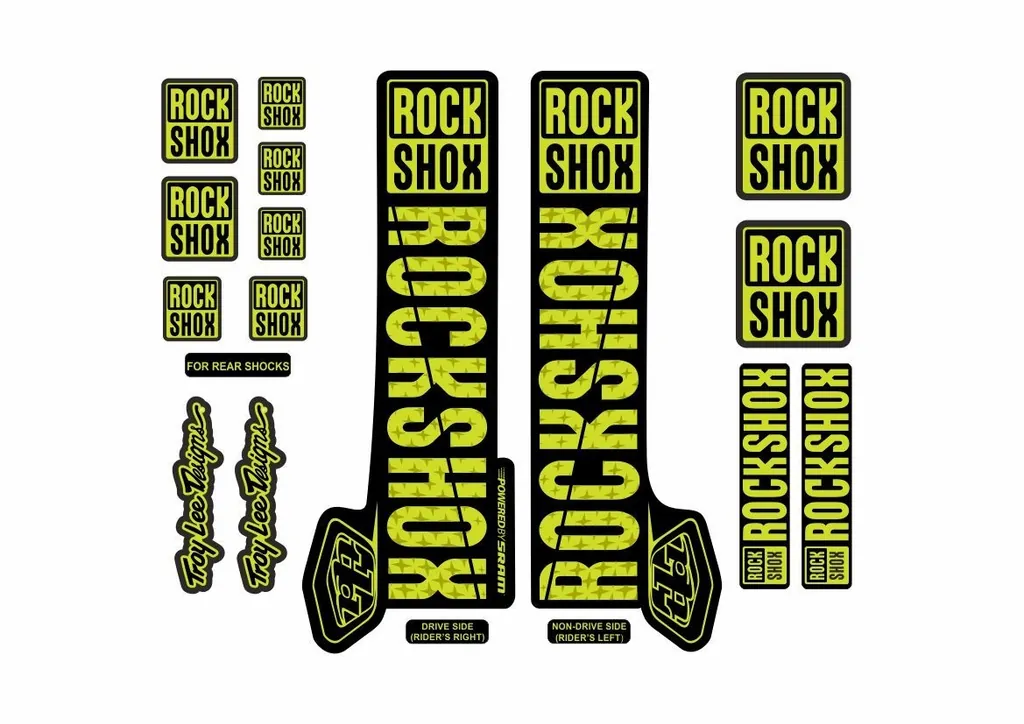 Rock Shox Troy Lee Fork Decal Mountain Bike Cycling Sticker Adhesive Lime Green - 1