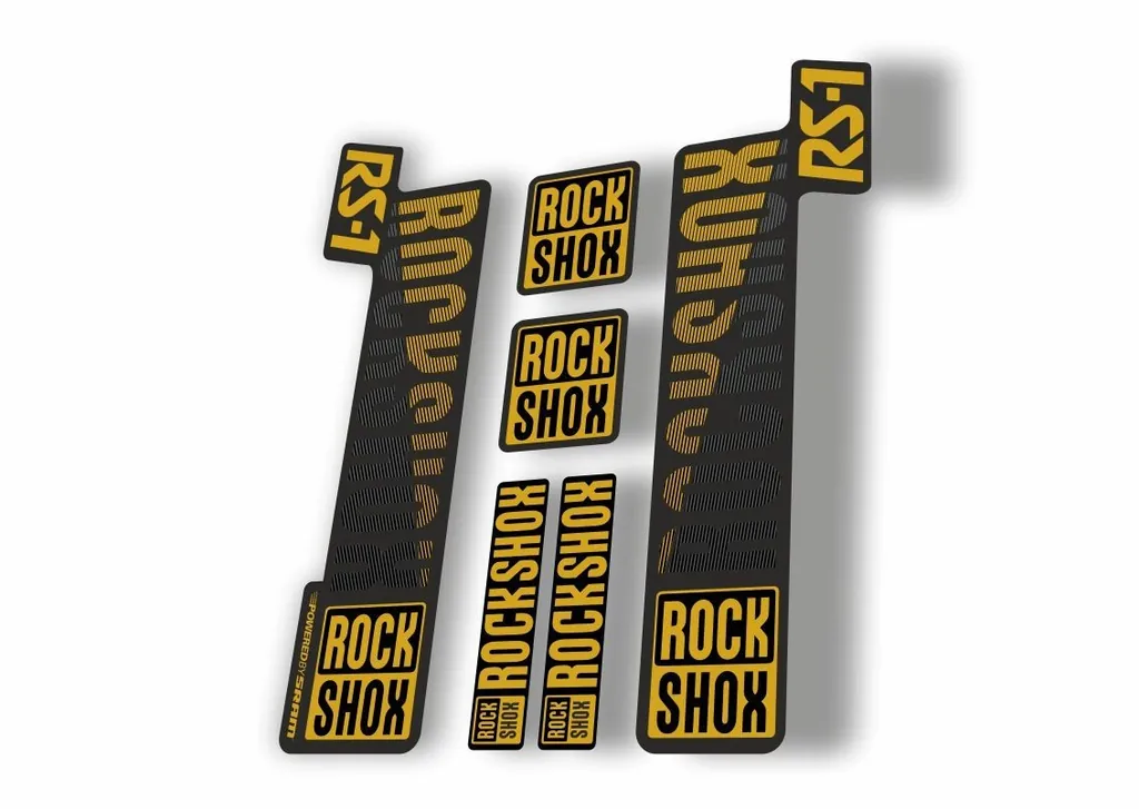 Rock Shox RS1 2018 Fork Decal Mountain Bike Cycling Sticker Adhesive Gold Gray - 1