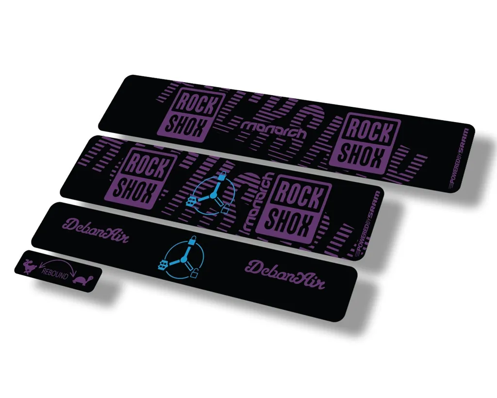 Rock Shox MONARCH 2020 RT3 Rear Shock Decal Sticker Adhesive Set Purple - 1