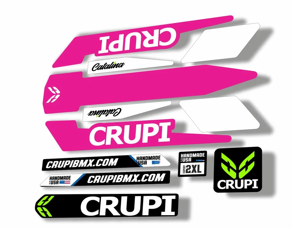Bicycle Vinyl Frame Stickers – Compatible with CRUPI BMX Bikes – Pink - 1
