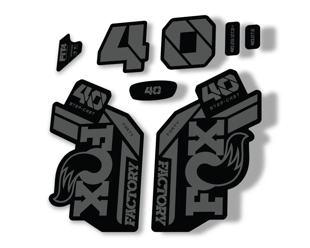 FOX 40 Step Cast SC 2021 Factory Fork Decals Suspension Sticker Adhesive Gray - 1