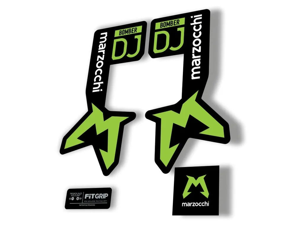 Marzocchi Bomber DJ 2025 Fork Suspension Sticker Decal Kit Adhesive Green - 1