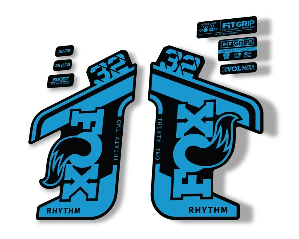 FOX 32 Rhythm 2021 Factory Fork Decals Suspension Sticker Blue - 1