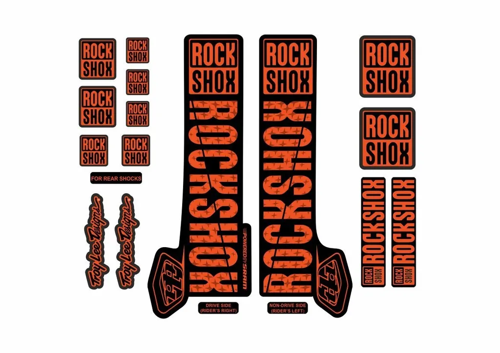 Rock Shox Troy Lee Fork Decal Mountain Bike Cycling Sticker Adhesive Orange - 1