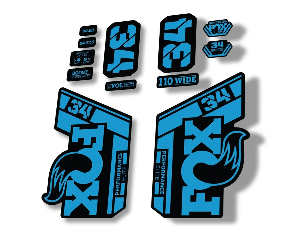 FOX 34 Performance Elite 2021 Factory Fork Decals Suspension Sticker Blue - 1