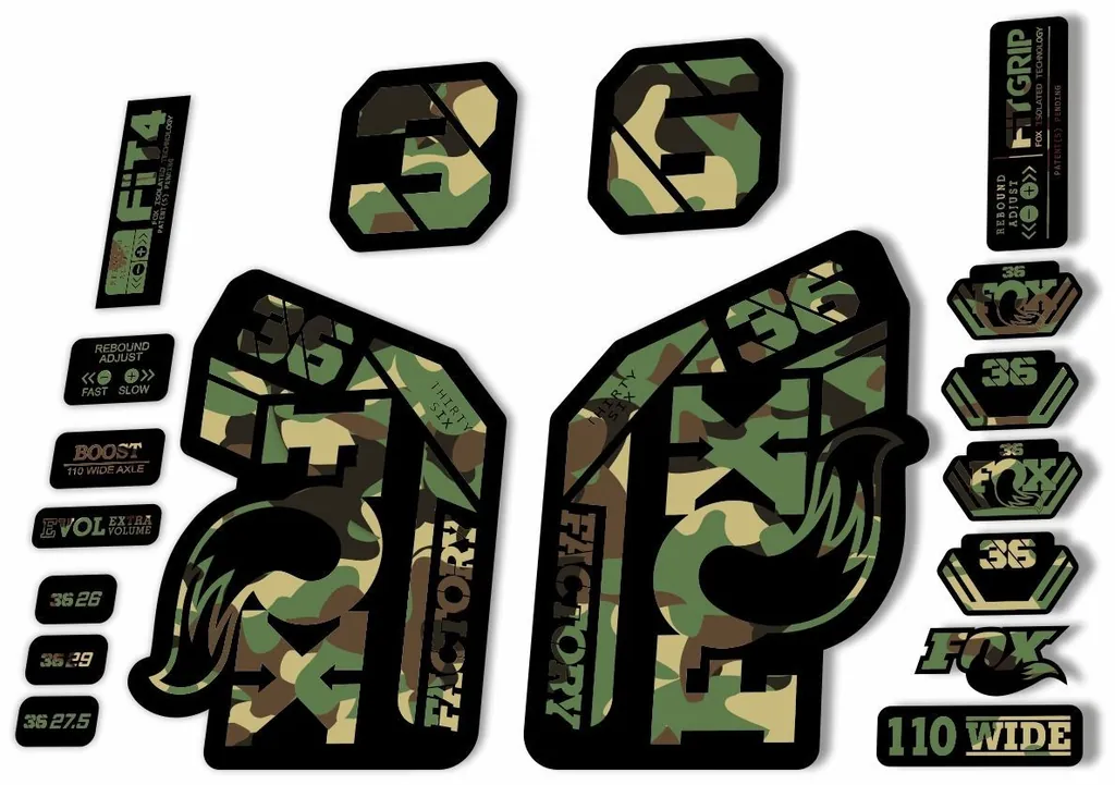 FOX 36 Fork Decal Sticker Set 2021 Factory MTB Suspension Graphics – Camo - 1