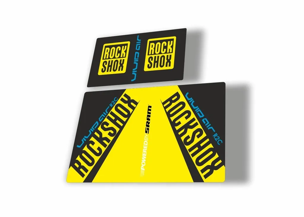 Rock Shox Vivid Air R2C 2017 Rear Shock MTB Decal Sticker Adhesive Blue Yellow - 1