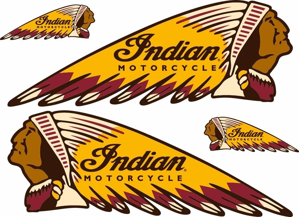 INDIAN WAR BONNET Motorcycles Vinyl Decal Adhesive Sticker 11" x 4" - 4 Pcs - 1