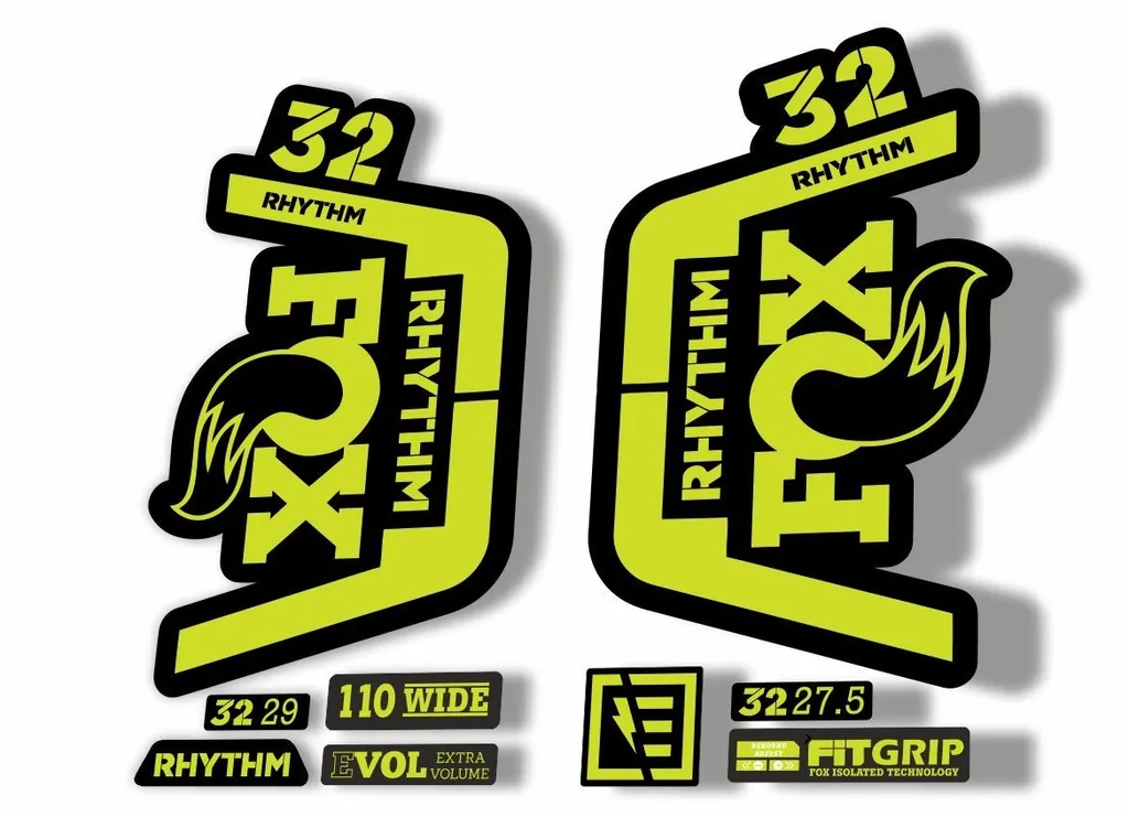FOX 32 Rhythm 2019 Forks Suspension Factory Decal Sticker Adhesive Lime Green - 1