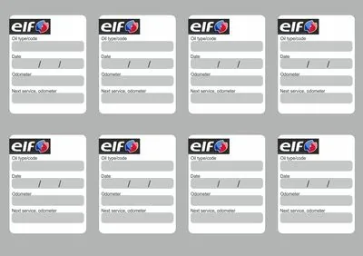 8x ELF Oil Change Service Reminder Decals Stickers Adhesive Labels Die Cut - 1
