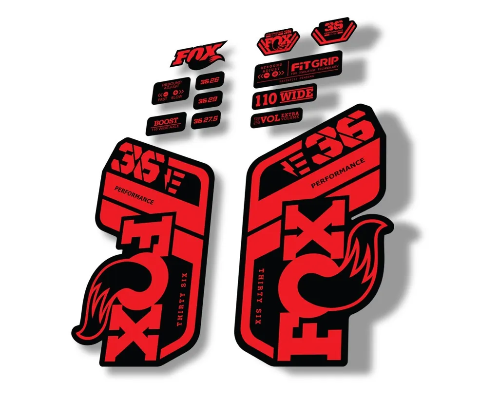 FOX 36 Performance E Bike 2021 Forks Suspension Factory Decal Sticker Red - 1