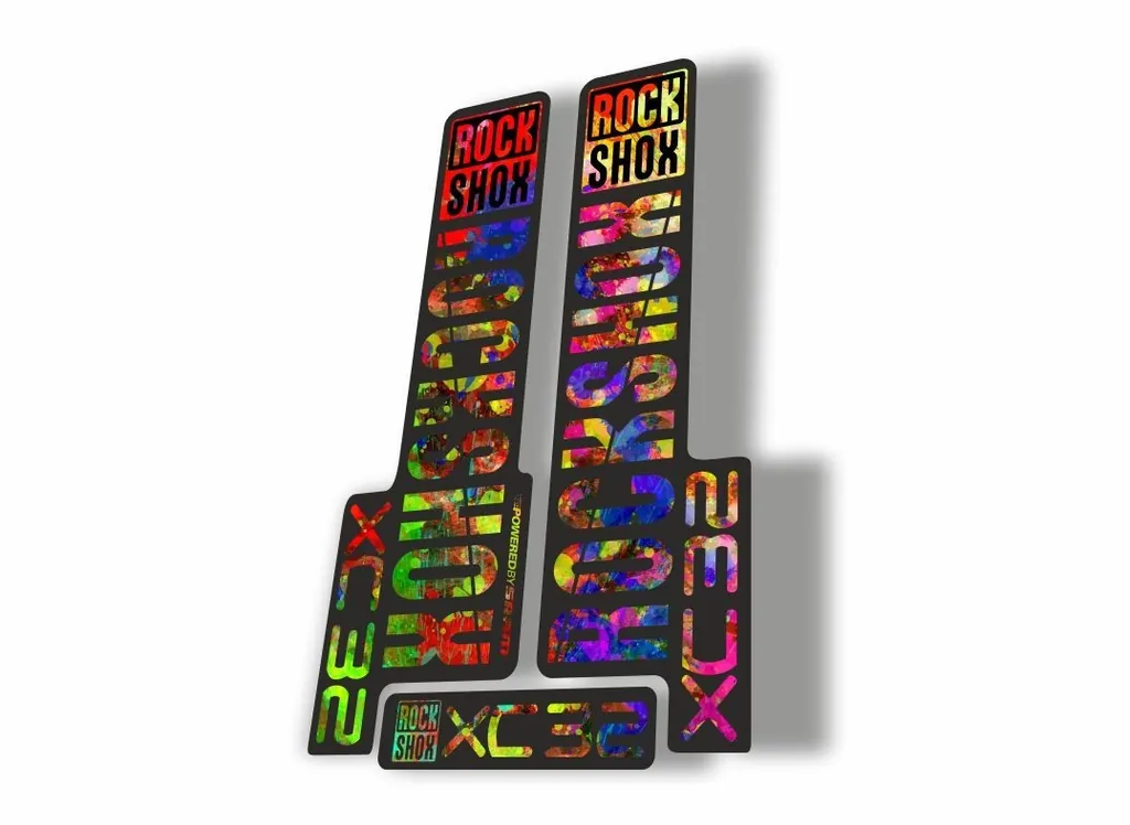 Rock Shox XC32 2018 Fork Decal Mountain Bike Cycling Sticker Adhesive Oil Slick - 1