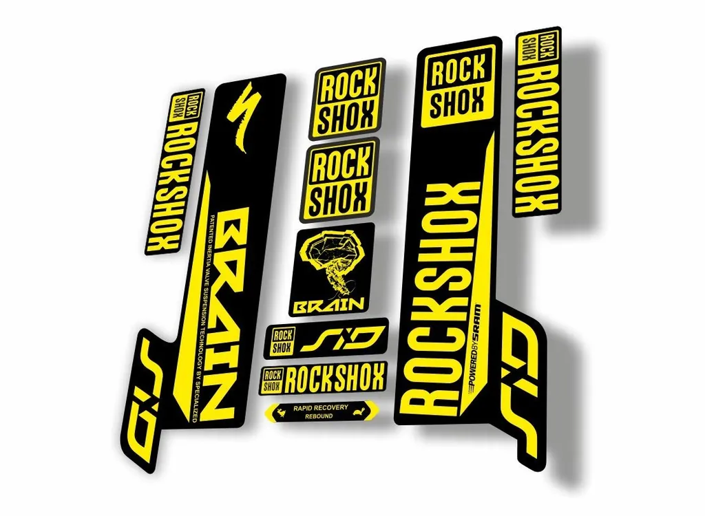 Rock Shox SID Brain 2018 Mountain Bike Cycling Decal Sticker Adhesive Yellow - 1