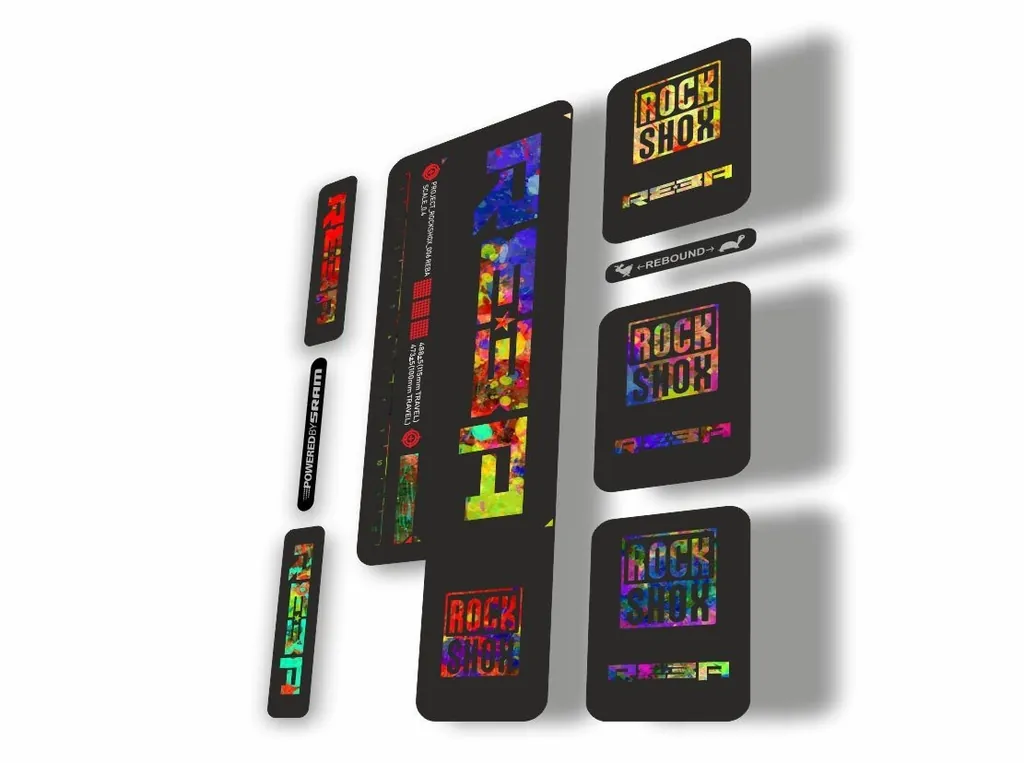 Rock Shox REBA 2009 Fork Decal Mountain Bike Cycling Sticker Adhesive Oil Slick - 1