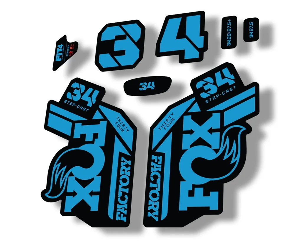 FOX 34 Step Cast SC 2021 Factory Fork Decals Suspension Sticker Adhesive Blue - 1