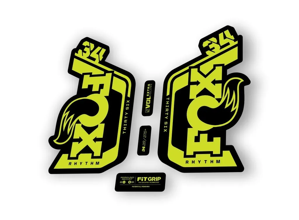 Fox 34 Rhythm 2024 Fork Suspension Factory Decal Sticker Adhesive Lime Green - 1