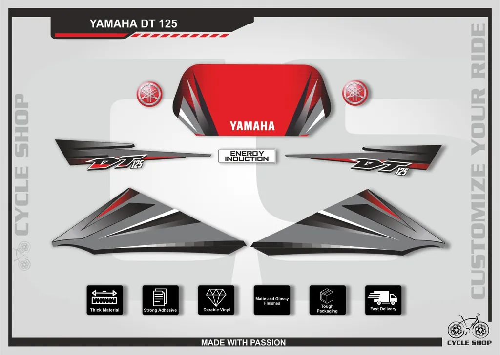 Fits Yamaha DT 125 Full Graphic Kit Decal Sticker Wrap Set - 1