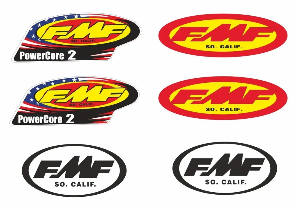 FMF Racing Exhaust Decal Set Sticker Vinyl Graphic Logo Adhesive Kit 6 Pcs - 1