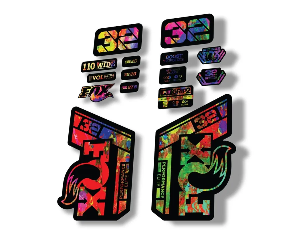 FOX 32 Performance Elite 2021 Factory Fork Decals Suspension Sticker Oil Slick - 1